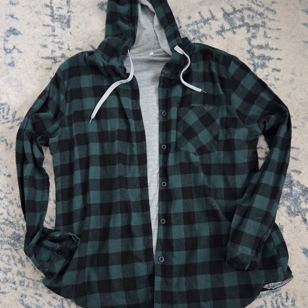 Plaid Hooded Shirt